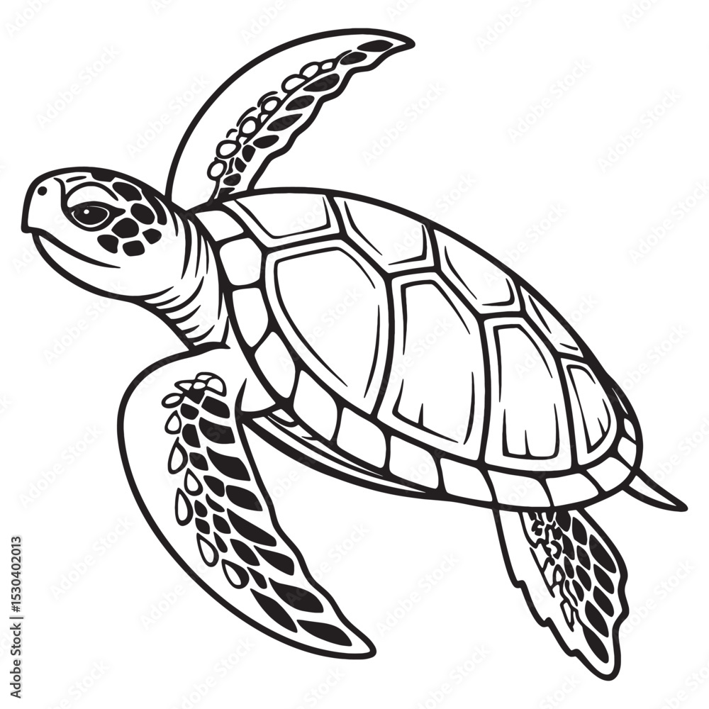 Fototapeta premium black and white turtle minimal vector line art illustration