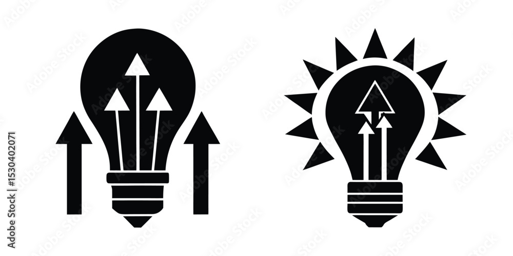 Light Bulb With Ascending Arrows Symbolizing Growth Isolated on White Background Light Bulb With Ascending Arrows Symbolizing Growth Isolated on White Background