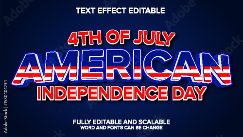 american independence day text effect editable