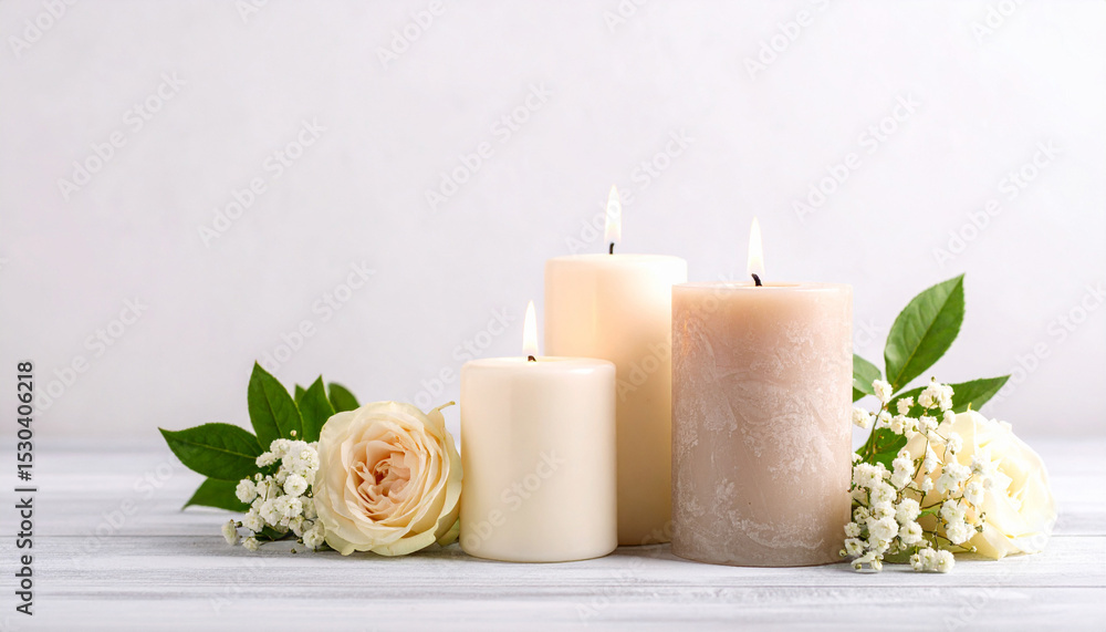 Flowers and candles, Generated image Flowers and candles, Generated image