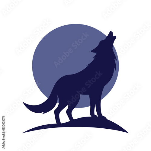 wolf howling at moon vector art