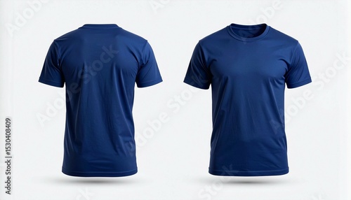 Front and Back View of Navy Blue T-Shirt Mockup, t shirt mockup , apparel design , blue shirt , tshirt design