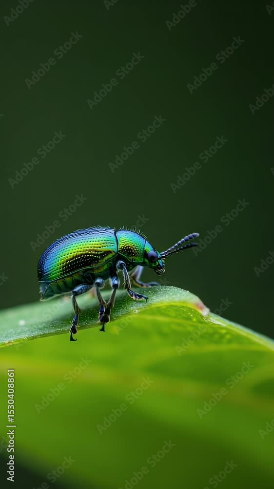 Realistic Video of a Green Beetle on a Leaf Macro Nature Realistic Video of a Green Beetle on a Leaf Macro Nature