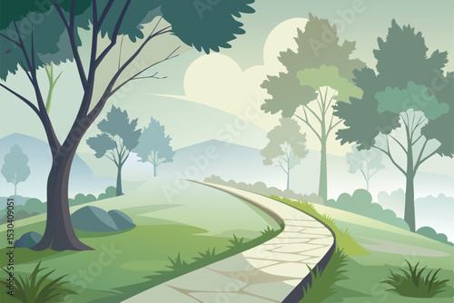 Foggy morning path