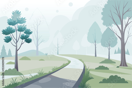 Foggy morning path