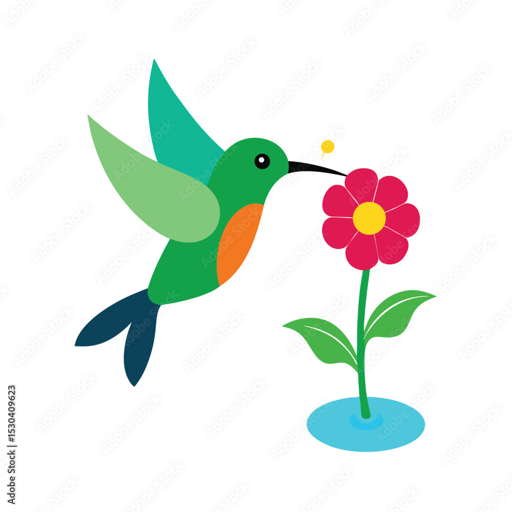 Naklejka premium hummingbird and flowers