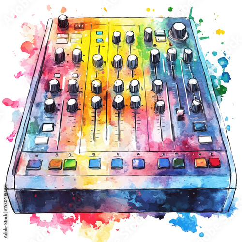 watercolor vector of DAW Software, isolated on a white background.