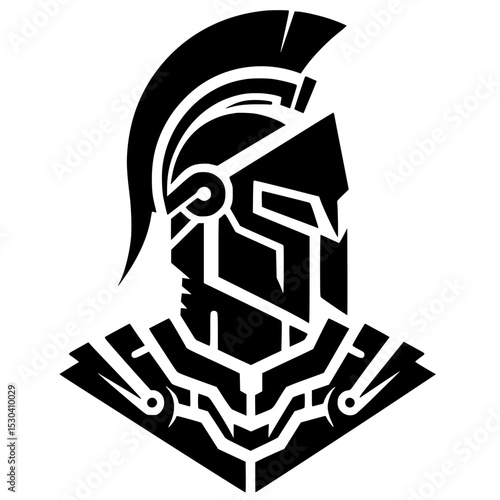 Spartan robot portrait silhouette