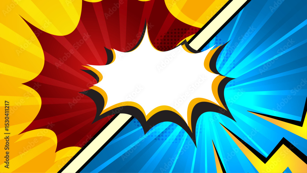 Cartoon Pop Art Comic Style Boom Background