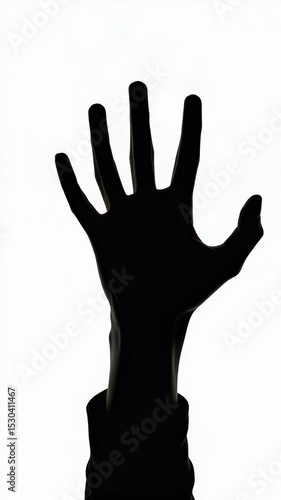 Silhouette Hand Reaching Isolated on White Horror Concept