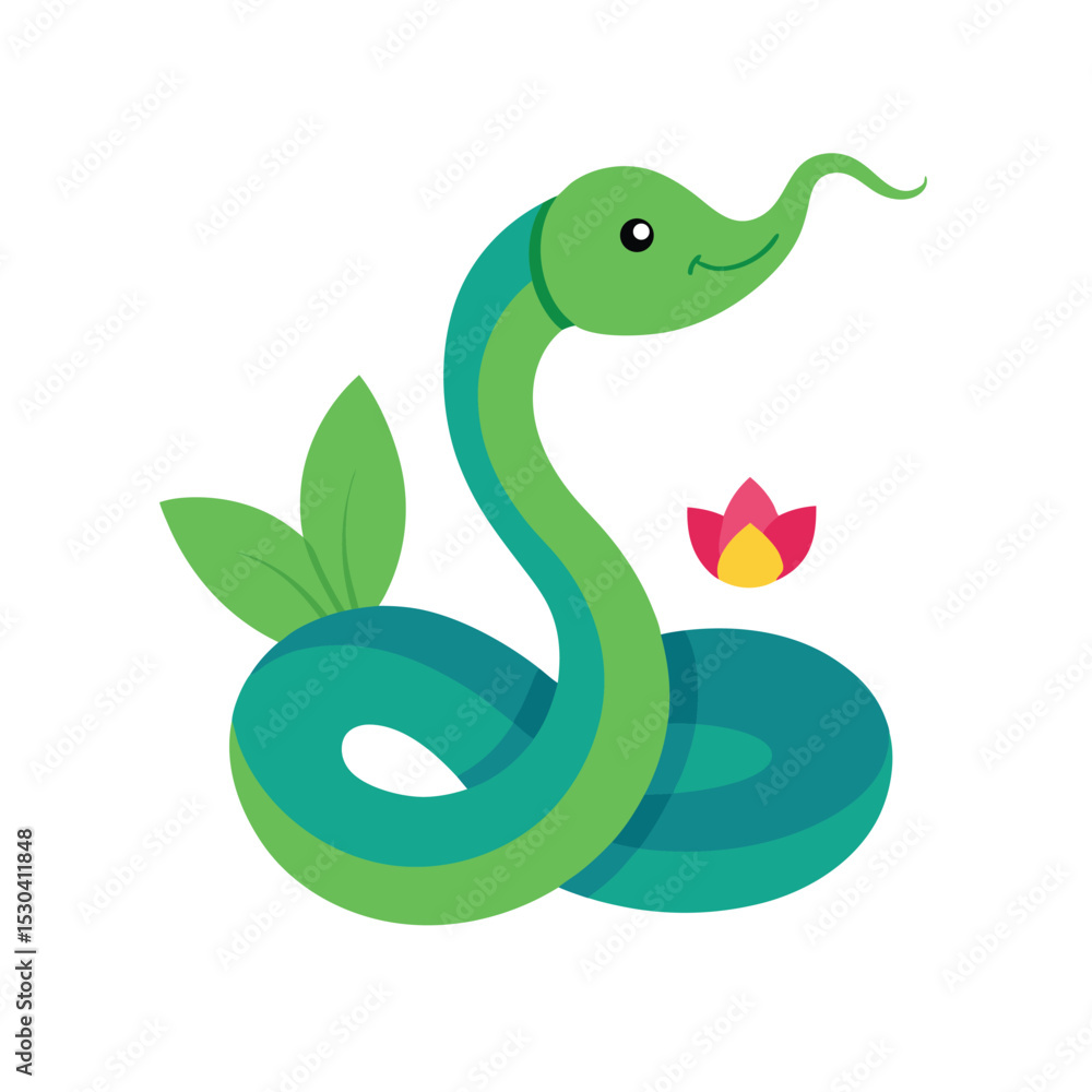 Naklejka premium green snake vector illustration