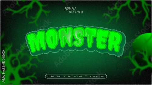 Monster Bold 3D Text Effect Typography Design with Green Background