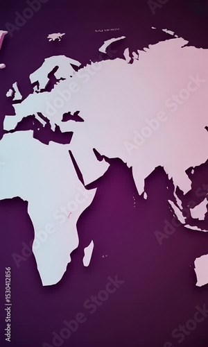 World Map Background Purple White Global Continent Illustration
