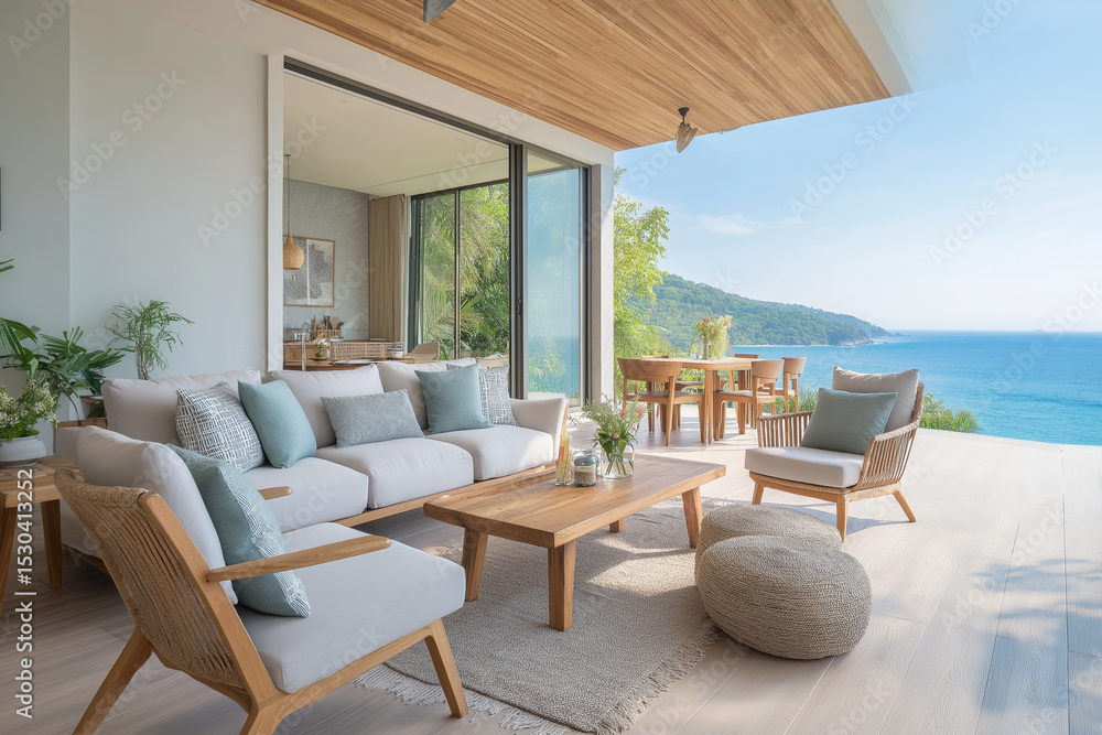 Obraz premium オーシャンビューの高級別荘 ホテル 