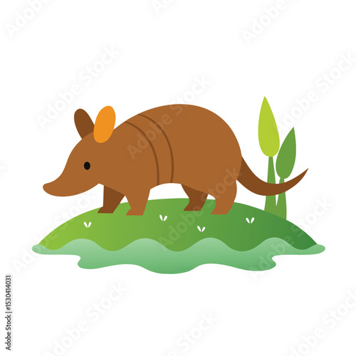 cartoon doodle of armadillo strolling vector art