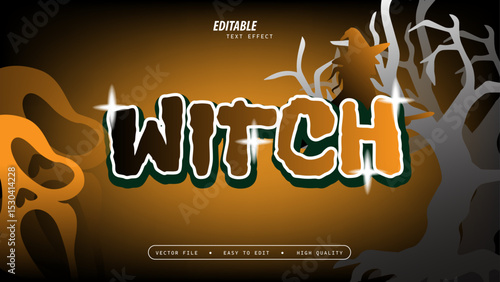 Witch Text Effect with Glossy and Vector Illustration