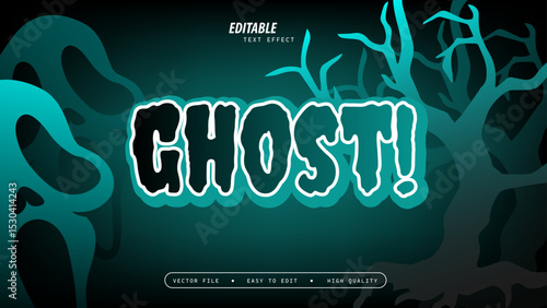 Ghost Text Effect with Glossy and Vector Illustration