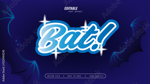 Bat Text Effect with Glossy and Vector Illustration