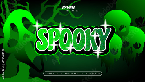 Editable Spooky Themed Text Effect Featuring Skulls and Green Glow