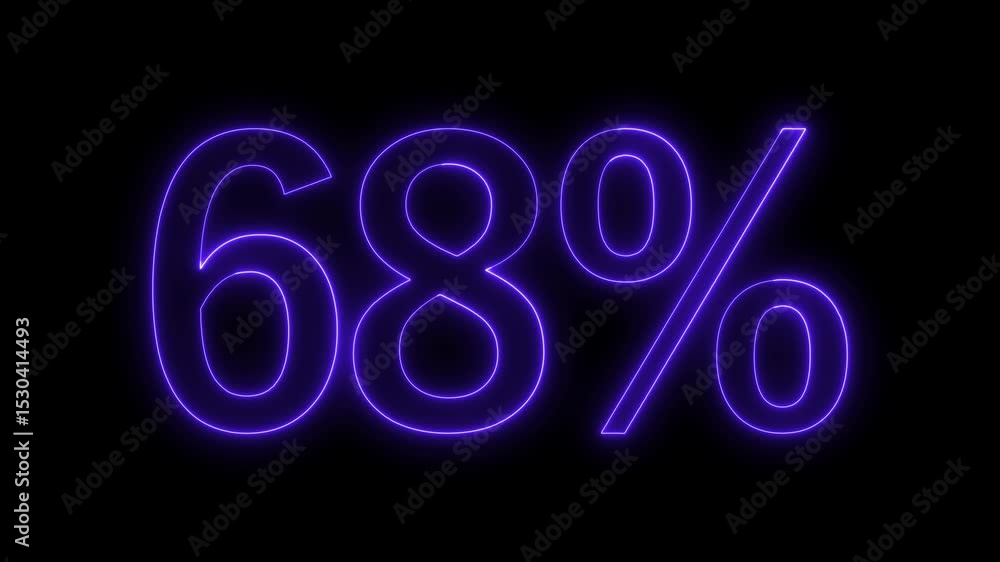 blue color neon glowing 68% text icon animation offer sale discount store price shopping template banner text letter sign symbol on black background blue color neon glowing 68% text icon animation offer sale discount store price shopping template banner text letter sign symbol on black background