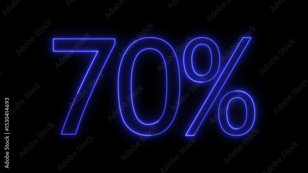 blue color neon glowing 70% text icon animation offer sale discount store price shopping template banner text letter sign symbol on black background blue color neon glowing 70% text icon animation offer sale discount store price shopping template banner text letter sign symbol on black background