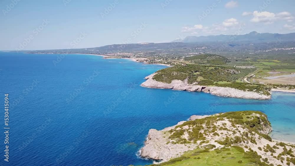 Aerial View of Coastal Landscape with Turquoise Water and Cliffs Aerial View of Coastal Landscape with Turquoise Water and Cliffs