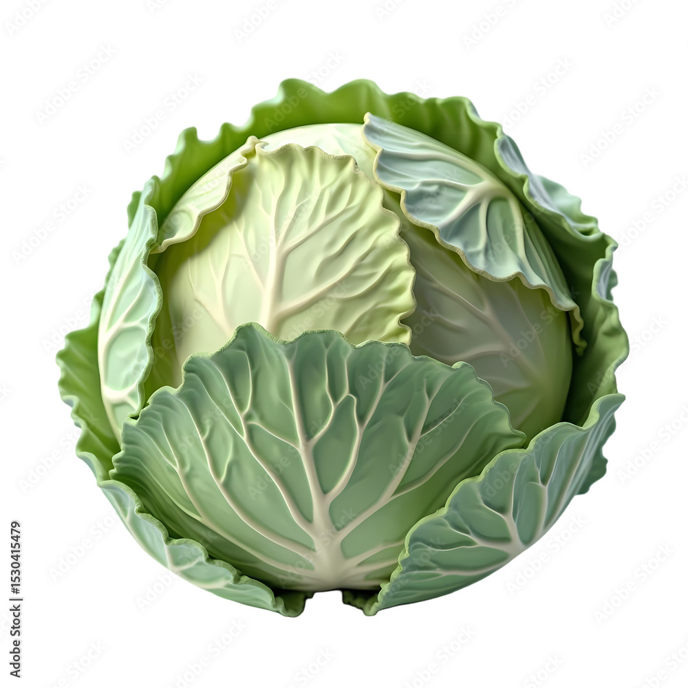 Fototapeta premium Isolated image of a fresh green cabbage isolated on white background