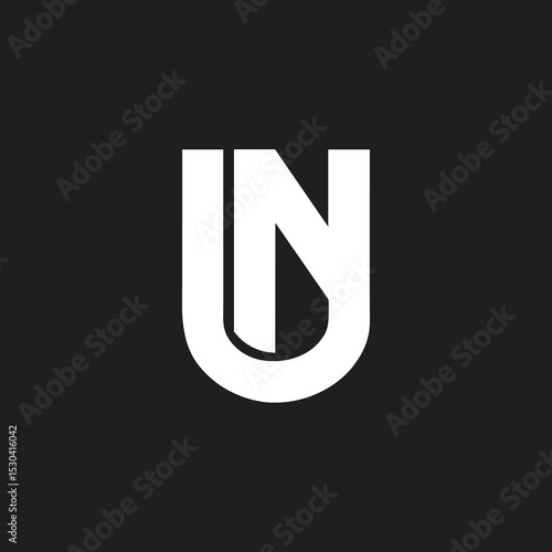 Alphabets Letters UN or NU Logo Monogram.