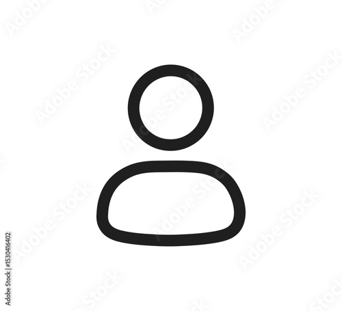 Outline graphic of a human head and shoulders icon on plain white background