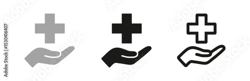 Medical Cross in Hand Symbolizes Healthcare Provision and Charitable Assistance