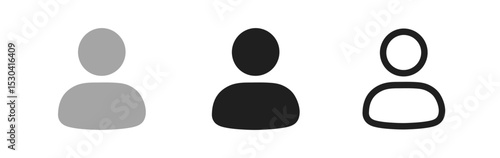 Three Different Styles of Generic Profile Icons on a White Background