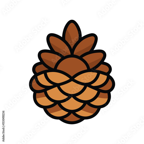 vector art illustration of pinecone cartoon doodle