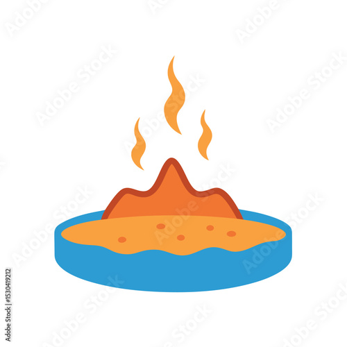 vector illustration of steaming hot spring