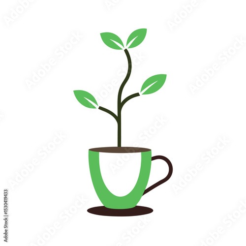 tree growing from a teacup cartoon doodle
