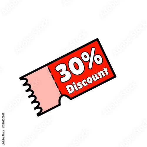 A 30% discount coupon red design is interrupted, best voucher.