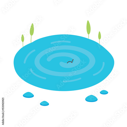 water ripples in pond caused by a small fish