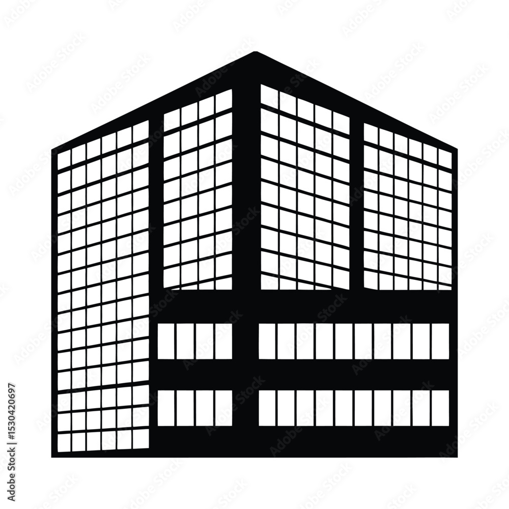 A vector illustration of Japanese architecture, featuring a silhouette of a building with detailed window frames and a subtle light pattern silhouette vector icon on white background A vector illustration of Japanese architecture, featuring a silhouette of a building with detailed window frames and a subtle light pattern silhouette vector icon on white background