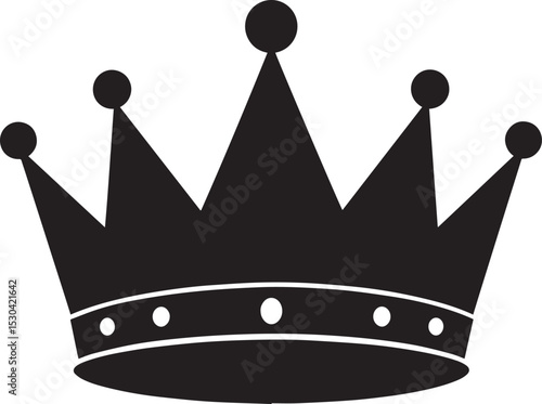 Royal Headwear Silhouette Vector | Black Crown for Regal Illustration