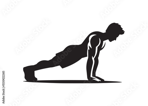 A man doing a push up Silhouette Vector