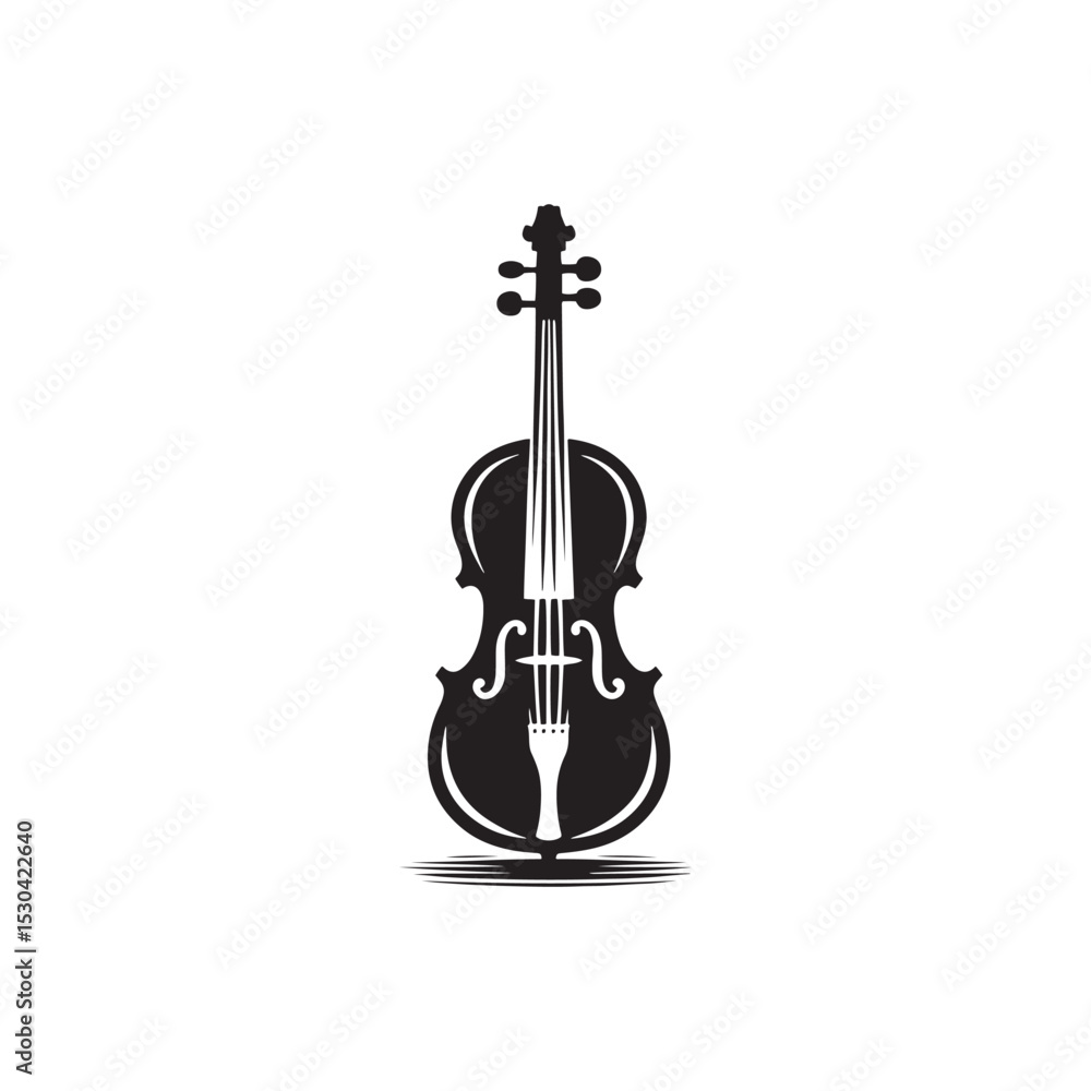 Fototapeta premium Simple Cello Vector - Cello Silhouette Drawing - Music Instrument Illustration.