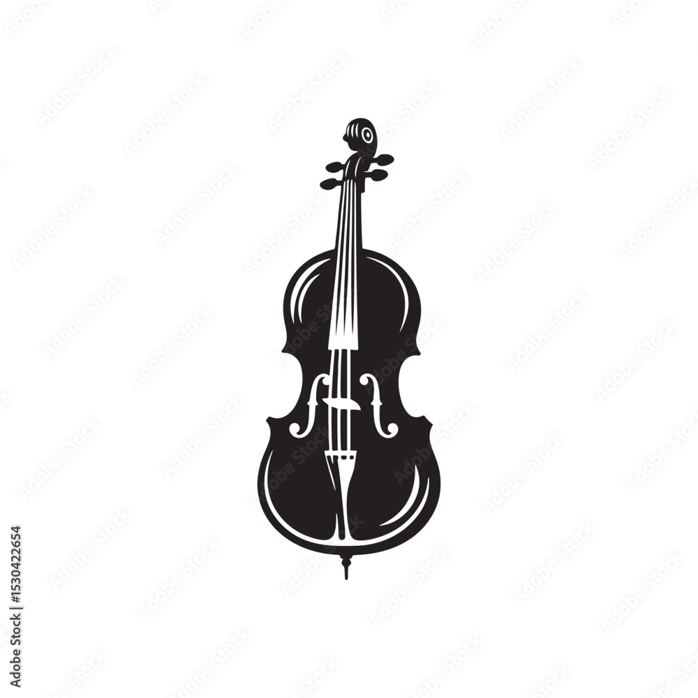 Fototapeta premium Traditional Cello Silhouette - Vector Cello Graphic - Orchestral Instrument Art.