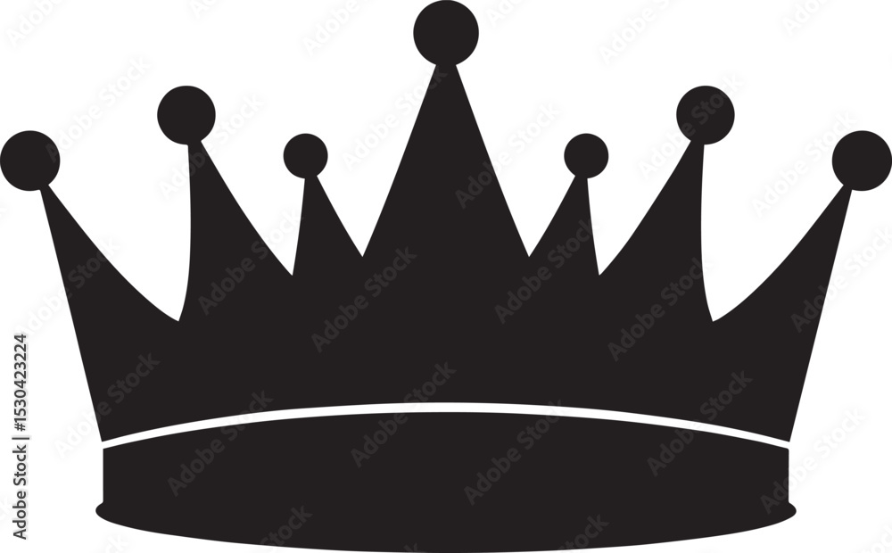 Royal Headwear Silhouette Vector | Black Crown for Regal Illustration Royal Headwear Silhouette Vector | Black Crown for Regal Illustration