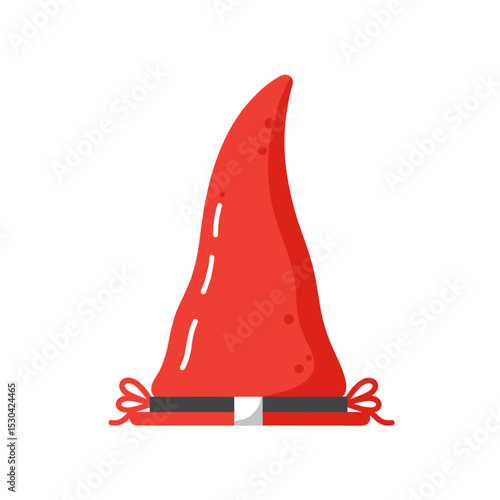 Stylized red tentacle pointing upward on a white background, cartoon style, with a curved shape