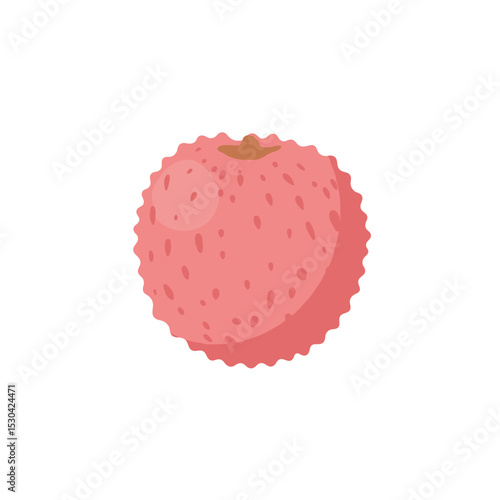 Cartoon depiction of a single ripe lychee fruit with a bumpy pink rind