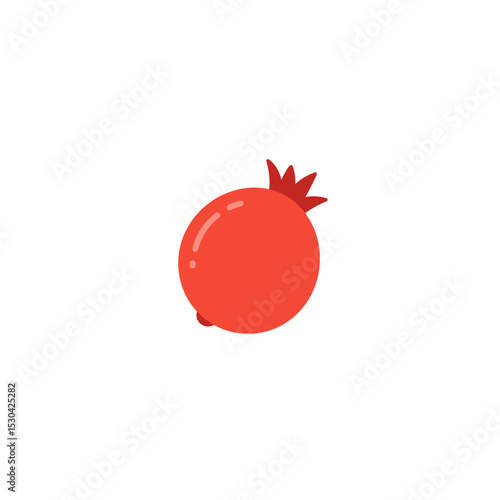 Cartoon-style illustration of a red pomegranate with a spiky crown on a white background