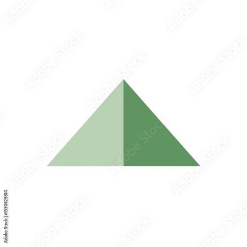 Triangle with light and dark green shades at the bottom against a white background