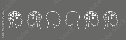 Human brain icon in line style.  human brain vector illustration