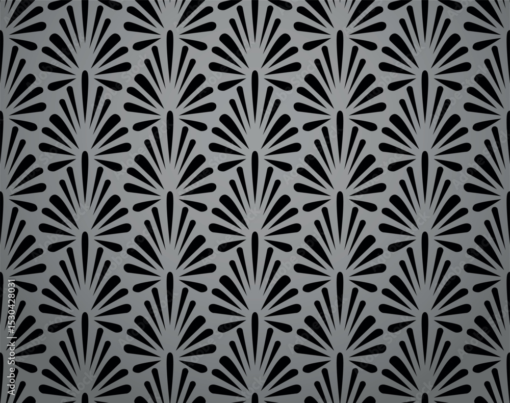 Obraz premium Flower geometric pattern. Seamless vector background. Gray and black ornament. Ornament for fabric, wallpaper, packaging. Decorative print