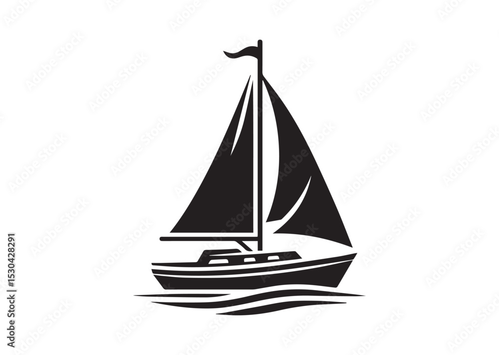 A Sailboat Silhouette Vector A Sailboat Silhouette Vector