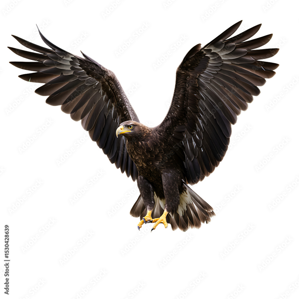 Obraz premium Majestic Eagle in Flight: Powerful Wings, Sharp Gaze